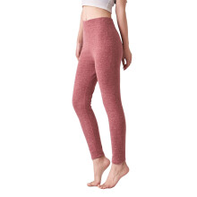 Calça legging de ioga feminina com forro de lã e base térmica elástica.