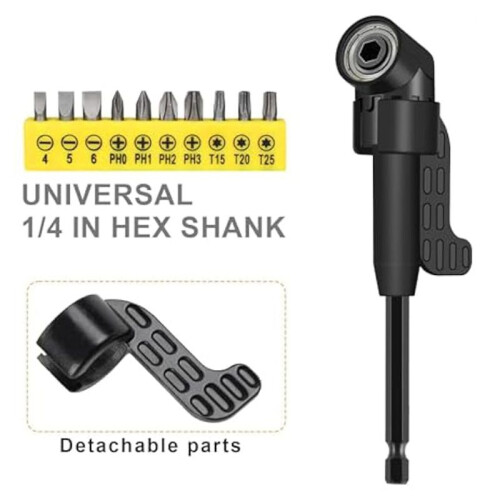 17pcs Flexible Drill Bit Extension,3pcs Rotatable Socket Adapter,3pcs Right Angle Drill Attachment,10 Screwdriver Bits 2
