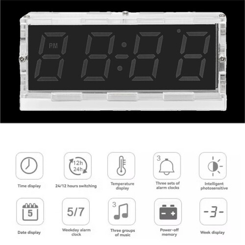 Colorful RGB DIY Digital Clock Kit Display Temperature Alarm Soldering Project Learning Practice Solder Electronic Kit 1