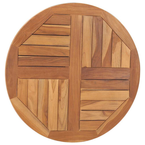 vidaXL Solid Teak Wood Table Top Round 70cm Wooden Replacement Dining Tops 2
