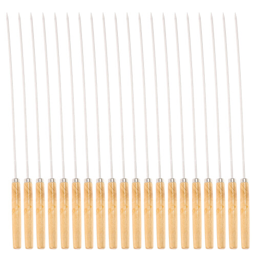 90Pz Set Spiedini Con Manico Legno Beige Grill