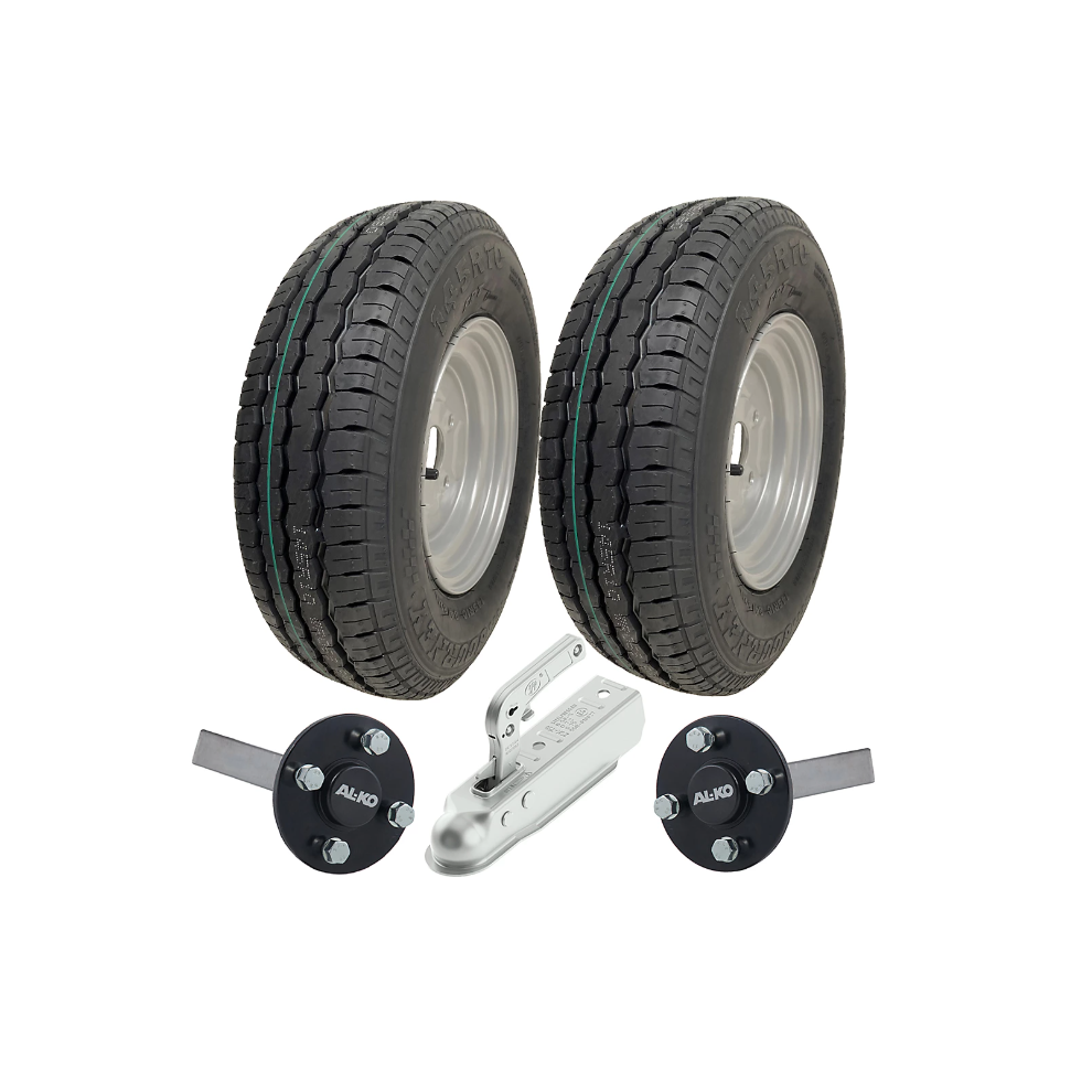 145R10C Trailer Kit, High Speed, Road Legal Wanda Wheels, Axles & Hitch 750 kgs
