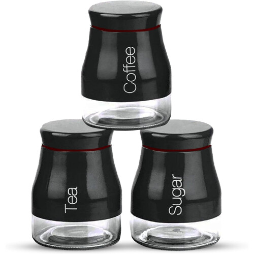 3Pcs Kitchen Storage Canisters Tea Coffee Sugar UK 1