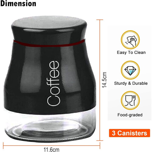 3Pcs Kitchen Storage Canisters Tea Coffee Sugar UK 2