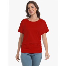 T-shirts décontractés pour femmes, manches courtes, col bateau, hauts froncés, vêtements d'été légers