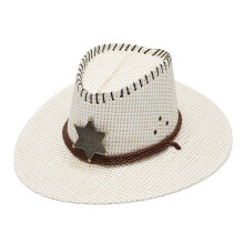 Chapéu de cowboy de palha com proteção solar, unissex, adulto.