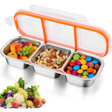 Boîtes à goûter en acier inoxydable avec couvercles, boîtes à goûter en métal, boîte alimentaire à 3 compartiments, boîte à goûter