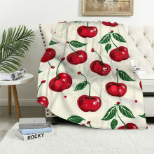 Cherry Blanket Gifts for Cherry Lover for Teen,Cherry Fannel Throw Blanket Super Soft Throws Blanket for Bed Couch Sofa