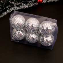 6pcs 2" Shatterproof Christmas Ball Ornaments, Mirror Disco Balls for Tree, Wreath, Vines – Silver, Compatible with Holiday Decor