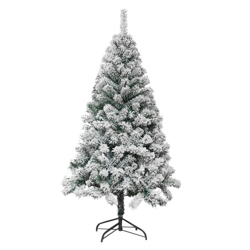 4FT Flocked Artificial Christmas Tree with Hinged Branches 1
