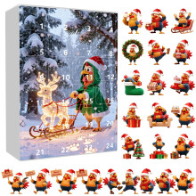 Calendrier de l'Avent 2025 sur le thème des poulets, décoration de sapin de Noël à suspendre pendant 24 jours avec ornements de poulets en