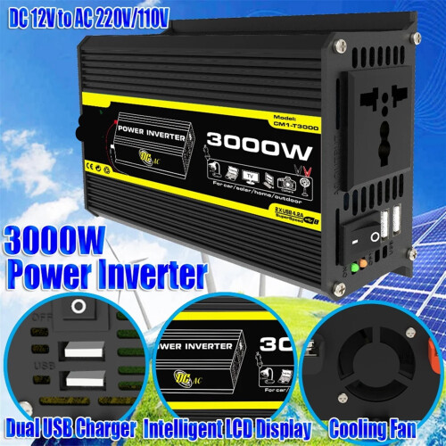 3000W Έξυπνος Μετατροπέας Οχήματος DC12V σε Μετασχηματιστή Τάσης Αυτοκινήτου AC 2