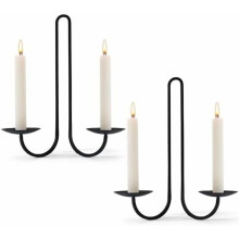 2er-Set Wandkerzenhalter, schwarze Metall-Wandleuchten für Stabkerzen/LED-Teelichter – Geschenkideen für Hochzeiten und Einweihungsfeiern,