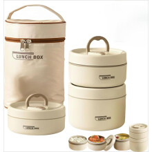 Ensemble de boîtes à lunch empilables à 4 niveaux en acier inoxydable avec sac isotherme, contenant bento portable pour aliments chauds