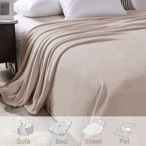 King Size Fleece Blanket 120x120 in Light Grey 2