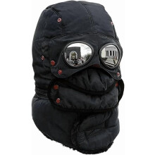 Thermomütze mit Brille, winddichte Skimaske mit abnehmbarer Skibrille und Halswärmer, Outdoor-Schneemützen aus Fell