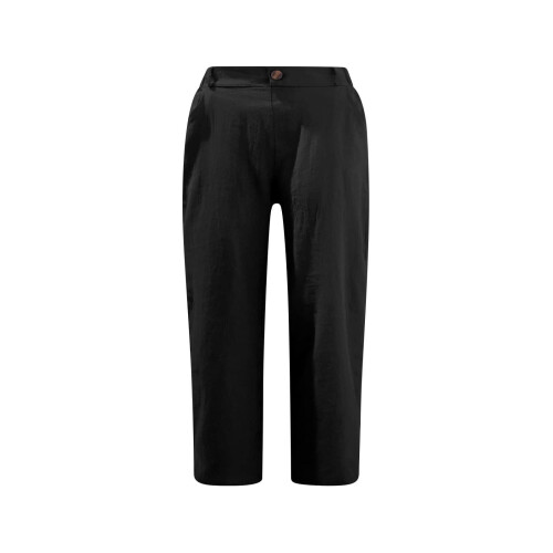 Damen-Hose mit weitem Bein, hoher Bund, gerader Schnitt, Freizeithose 1