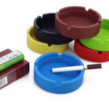 Unbreakable Large Round Silicone Cigar Ashtray for Outdoor/Indoor, 4-Cigar Holder, Minimalist Design – Compatible with Standard Cigars