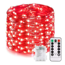 Lampki choinkowe na baterie, 10 m/33 stopy, 100 diod LED, 8 trybów, pilot i timer — sypialnia, Boże Narodzenie, impreza, dekoracja weselna