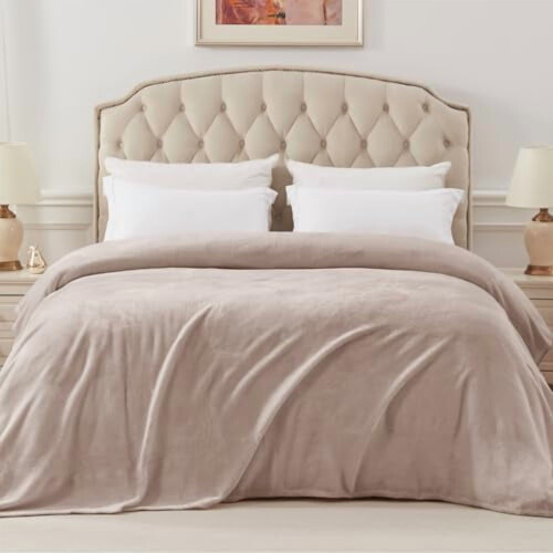 King Size Fleece Blanket 120x120 in Light Grey 1