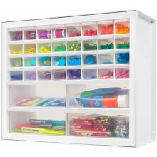 Organisateur d'outils IRIS USA, armoire de rangement à 36 tiroirs pour visserie, boulons et composants électroniques – Blanc, compatible avec