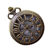 Magnifique montre de poche vintage au design antique et à la chaîne ronde, en alliage couleur café, pour une décoration élégante.