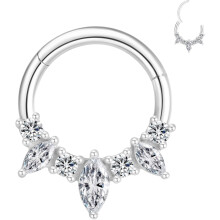 16G Septum gyűrű sebészeti acél Daith fülbevaló, CZ drágakő Septum Clicker Daith piercing ékszer