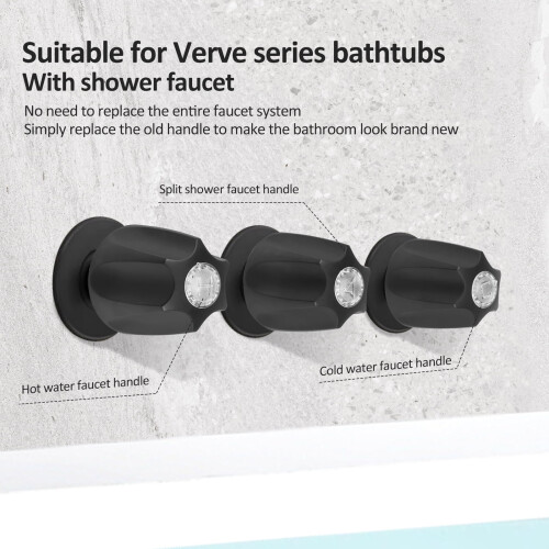 3Pcs Shower Knob Handle Easy Install Rustproof Bathtub Faucet Handle Replacement Include Hot Cold and Diverter for Bathroom 2