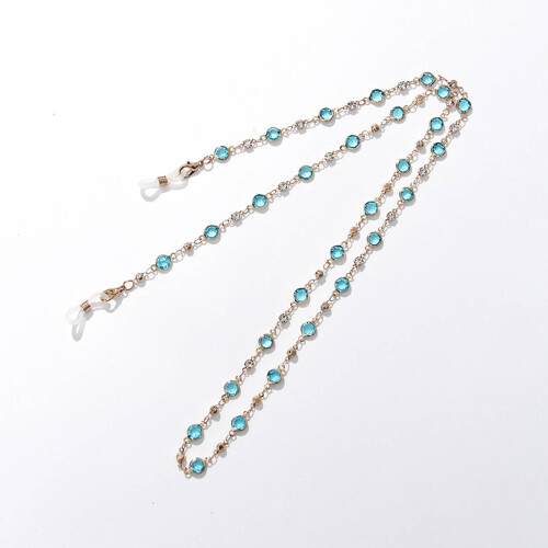 Catena per occhiali con strass e fermagli per le orecchie