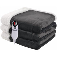 Heated Blanket Electric Throw 50''x60'', 3 Hour Auto Shut-Off 6 Heating Levels Small Warm Soft Flannel Electric Blanket Machine Washable - Dark Gray