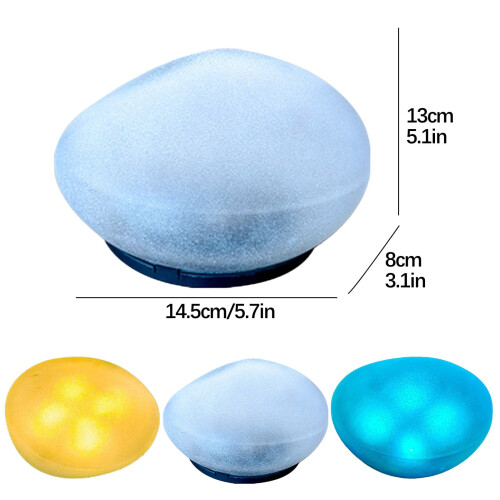 Solar Pebble Stone Lamp Outdoor Decorative Rock Light Set 2