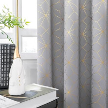Blackout Curtains Moroccan Gold Pattern Thermal Grommet Top