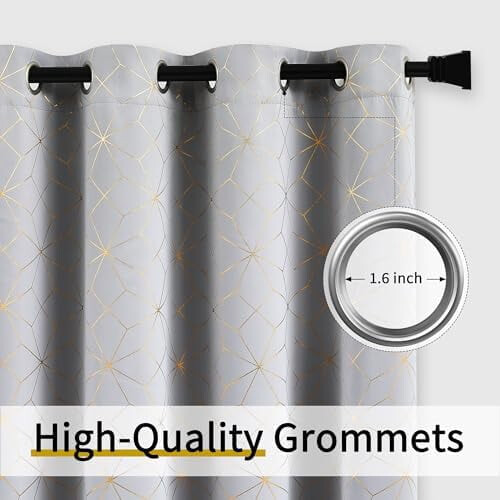 Blackout Curtains Moroccan Gold Pattern Thermal Grommet Top 1