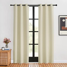 Blackout Beige Curtains 80" L, Set of 2 (W34xL80), Thermal Insulated Grommet Drapes for Bedroom & Living Room