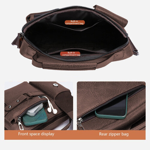 Ανδρική Τσάντα Laptop Crossbody από Υφασμάτινο Δέρμα 29x20x7cm 1
