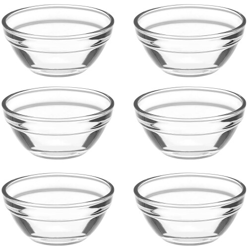 Frcolor Clear Glass Pudding Mini Dessert Tableware Bowls, 6 Pieces