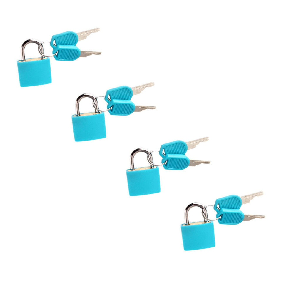 Blue Mini Keyed Padlocks Metal Luggage Locks 4 Pcs 9402001716859