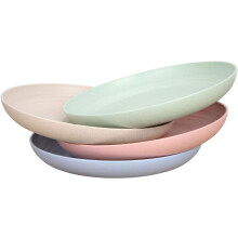 Platos reutilizables de paja de trigo (paquete de 4) aptos para microondas y lavavajillas.
