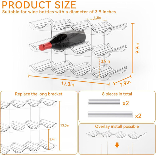 3-Tier Stackable Wine Rack, Countertop or Floor, Sturdy & Durable, Compatible with Standard Bottles 2
