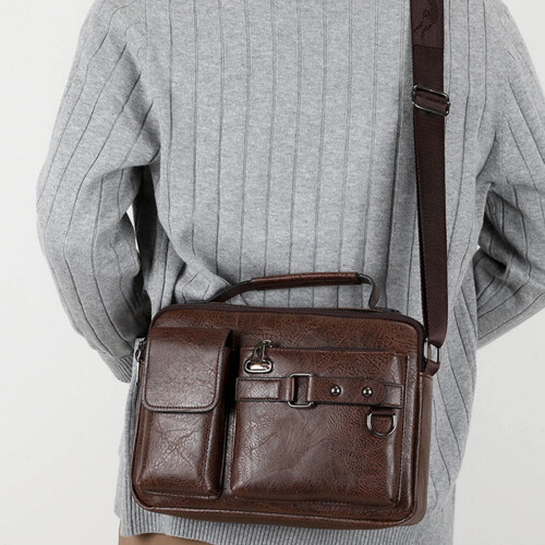 Ανδρική Τσάντα Laptop Crossbody από Υφασμάτινο Δέρμα 29x20x7cm 2
