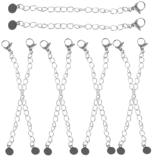 40Ud Juego De Cadenas Extensoras Para Joyas Plata Acero Inoxidable