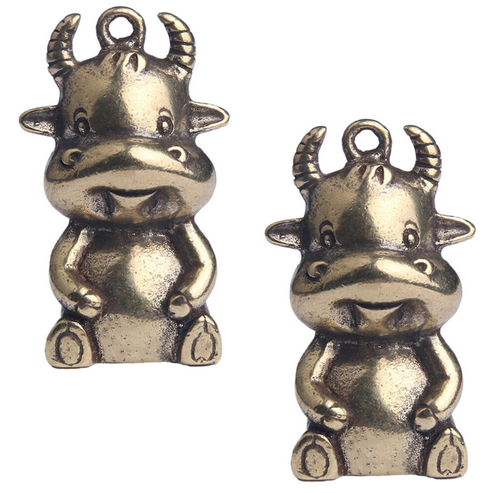 4Pz Decorazione Desktop Bue In Ottone Piccolo Portachiavi Diy