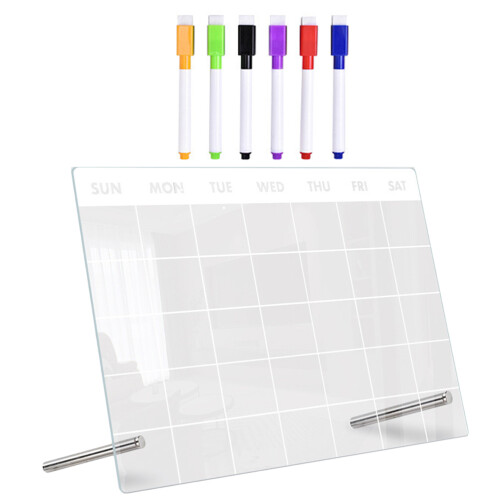 4Sets Transparent Acrylic Message Boards Desktop Memo Boards with Pen