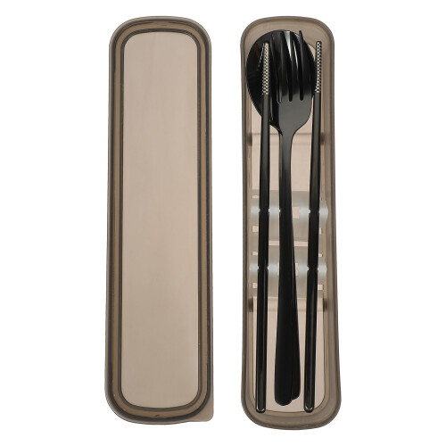 3Set Set Acciaio Nero: Cucchiaio Bacchette Casa