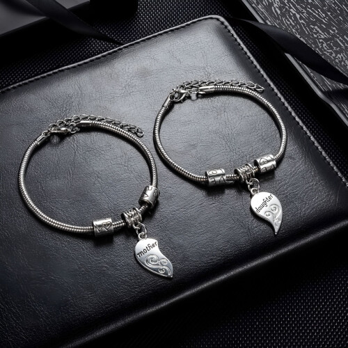 Hjärtformat armbandset för mor och dotter, 2 st 1
