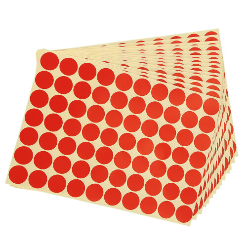 19mm Circles Round Code Stickers Self Adhesive Sticky Labels Red
