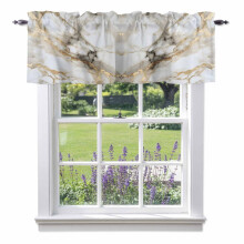 Marble Pattern Rod Pocket Valance Stone Texture Gold Stripe