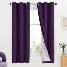 Blackout Curtains Purple Grommet Thermal Insulated Set of 2