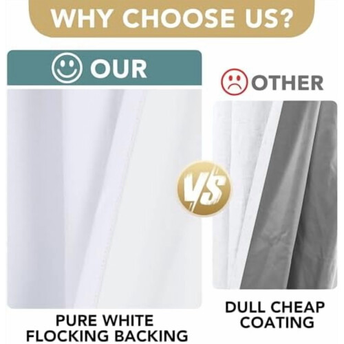 Faux Linen Blackout Curtains with White Lining, Grommet 2