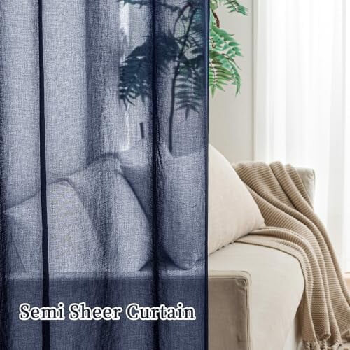 Navy Blue Sheer Grommet Curtains 54x63 in 2